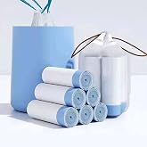 Small Trash Bags 3.5 Gallon, 100 Pcs Bathroom Garbage Bags, Blue Strap 3 Gallon Trash Bag Kitchen Garbage Bags(White) With Drawstring Quickly Pack Garbage