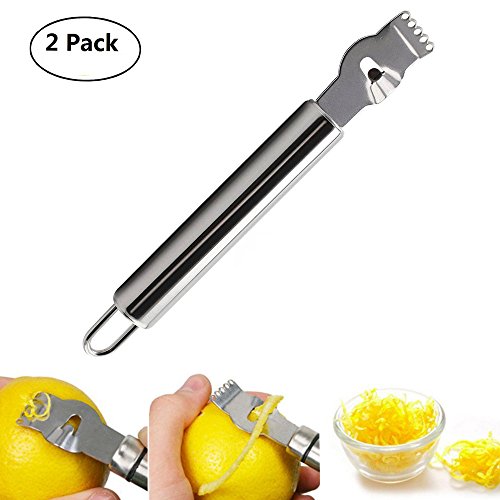 Genenic 2 Pack Stainless Steel Lemon Zester Grater with Channel Knife and Hanging Loop