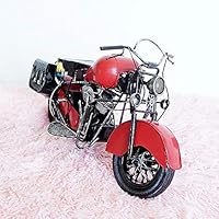 BPFQAH Motorcycle Model, Red Vintage Iron Metal Art Sculpture Children Toys Boy