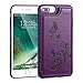 iPhone 8 Plus/iPhone 7 Plus Wallet Leather Case for Women, 3 Card Holder/ID Slots, Butterfly Flower Cover for iPhone 6s Plus - Purple
