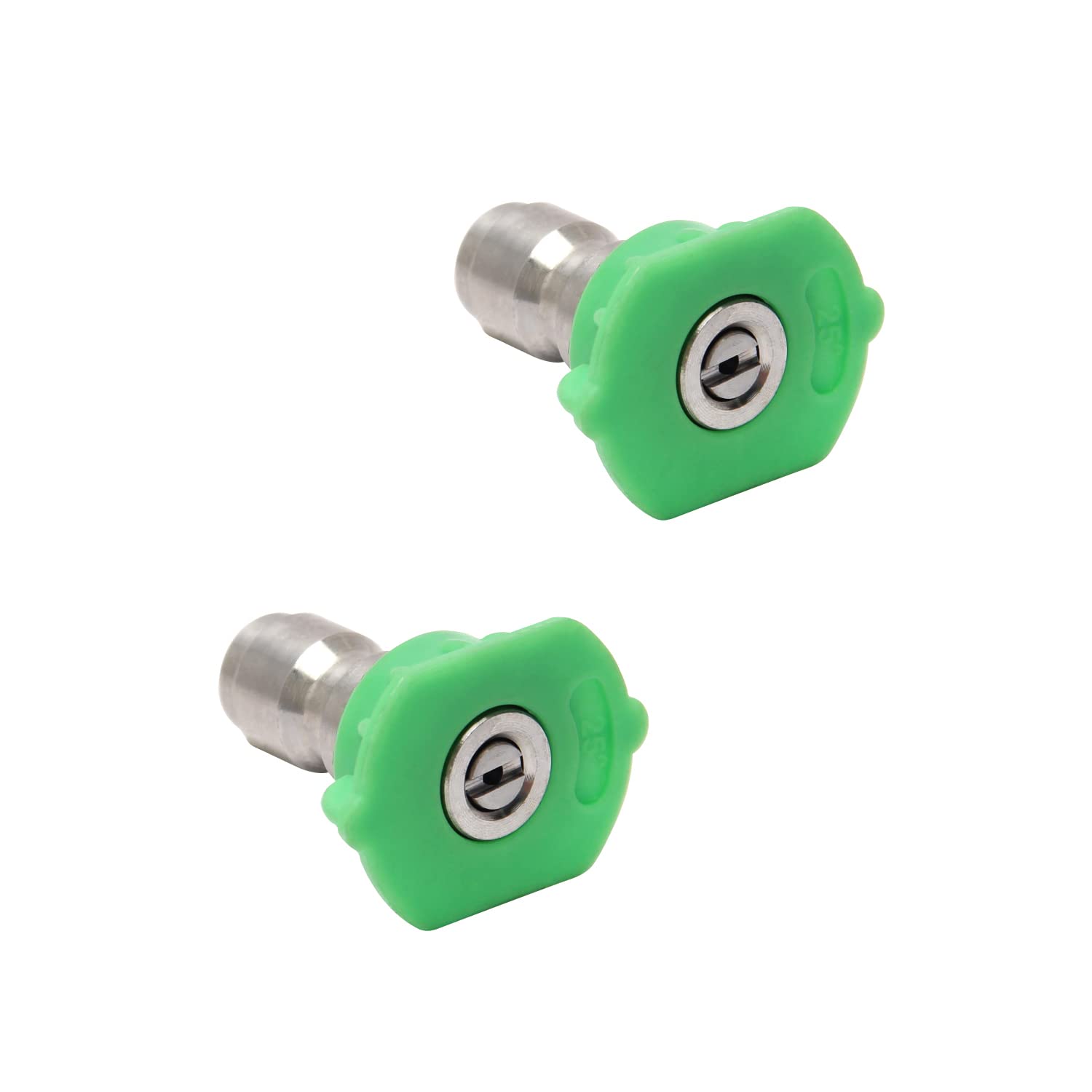 MroMax 2Pcs Pressure Washer Sprayer Nozzle Tip 1/4 Thread green 25 Degree Stainless Steel (075 Hole)