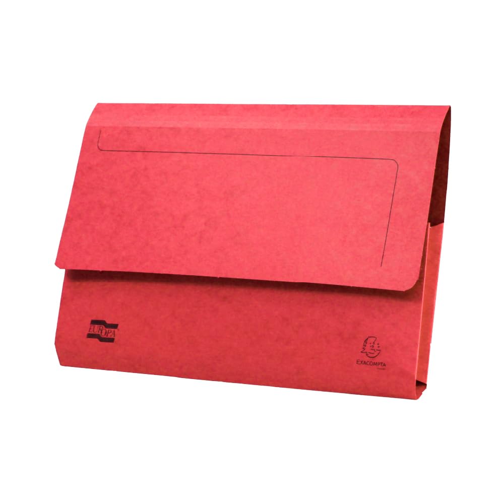 Exacompta Europa Document Wallets, 265 gsm, Foolscap - Red, Pack of 25