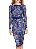 Miusol Women's Long Sleeves Floral Lace Classic Slim Bridesmaid Dress