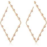 Z ZACHÉ Big Hoop Earrings for Women 14K Gold Plated Trendy Geometric Rose Gold Sparkly Hoops Earrings Wedding Party Jewelry