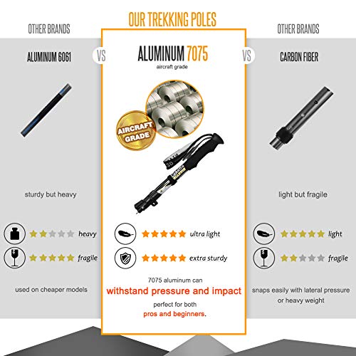 Trekking Poles Collapsible Lightweight for Height 5'3"6'3", 2 Pack
