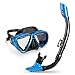 INTEY Snorkel Set with Tempered Glass Diving Mask, Dry Top Snorkel with Purge Valve and Anti-Fog Lens