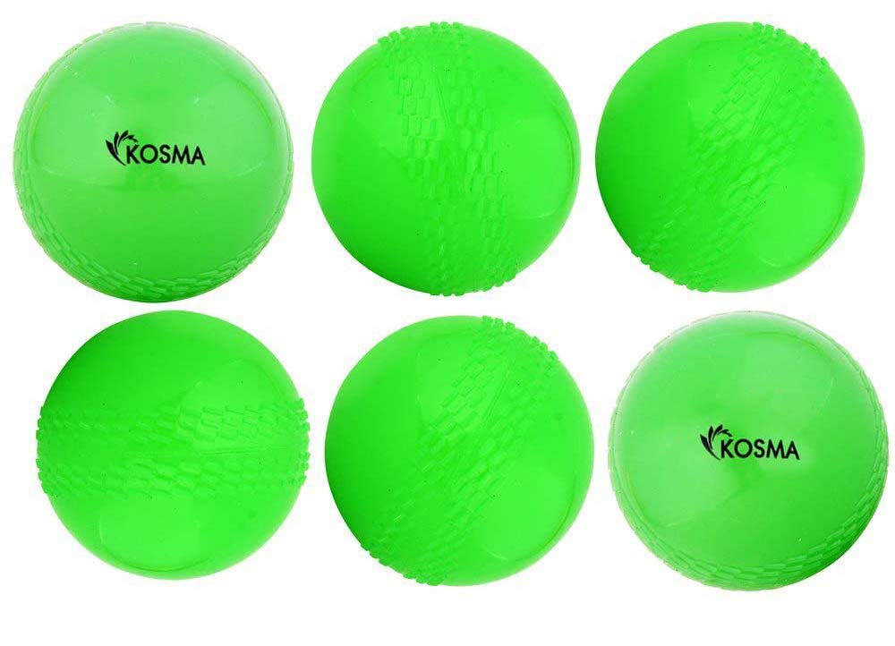Kosma Pack of 6 Windball Cricket Ball |Indoor & Outdoor Soft Training Cricket Ball for Coaching Practice (Green)