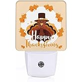 Chrobak LED Night Light Plug into Wall with Dusk to Dawn Light Sensor White Energy Efficient Happy Thanksgiving Turkey Leaves Nightlight for Bedroom Bathroom Hallway Living Room Kitchen