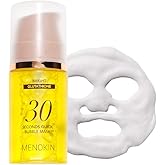 MENOKIN 30 Seconds Quick Bubble Mask [BRIGHT] - [Vitamin C] [Glutathione & Niacinamide] in Micro-bubbles for Dark Spots, Uneven Skin Tone, Korean Skin Care Essential, 50 Uses, 2.36 fl.oz