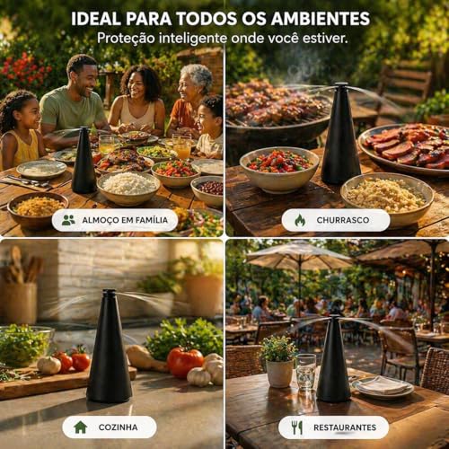 Kit 2 Ventilador Repelente de Mesa Espanta Mosca e Mosquito Sem Veneno | Hélices Holográficas | Silencioso | Portátil | Pilhas AA | Churrasco Área Externa