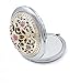 Duttek Mini Round Metal Cosmetic Makeup Double Compact Purse Mirror Pocket Mirror Double-sided Folding Cosmetic Round Mirror- Assorted Mirror Back Pattern Design (Gold and Bronze) (Silver)