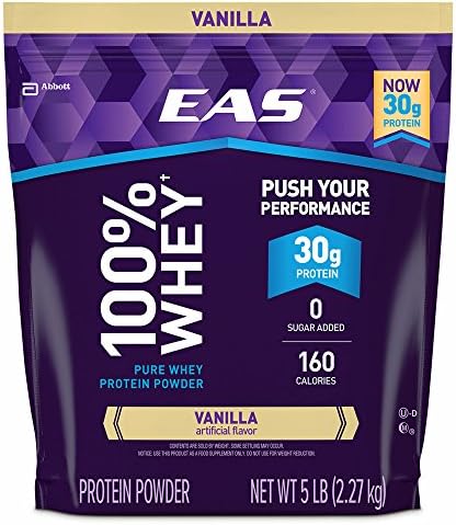 EAS 100% Vanilla Whey Protein Powder, 5 lbs. (pack of 6)