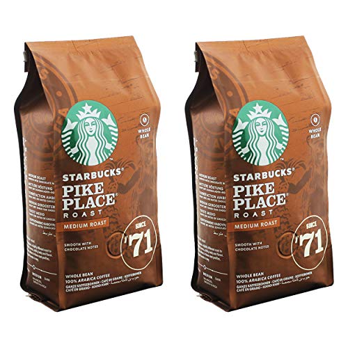 Starbucks Pike Place Kaffee, 2er Set, Medium Roast, R?stkaffee, Sanft, Schoko-Note, Ganze Bohnen, 2 x 200g