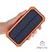 Solar Charger Friengood 15000mAh Portable Solar Power Bank Dual USB Ports Solar Phone Battery Charger with 6 LED Flashlight Light for iPhone, iPad, Samsung and More (Orange)