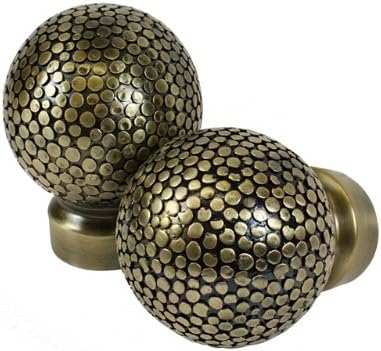 Pair 35mm Nail Curtain Pole Finials Antique Brass Amazon Co Uk