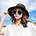 Linen Wide Brim Summer Beach Sun Hat for Women Foldable Travel Packable UV Bucket Cap (Black)