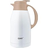 GiNT Stainless Steel Thermal Coffee Carafe, Double Walled Vacuum Thermal Carafe, Water and Beverage Dispenser,12 Hour Heat Retention,65 OZ /1.9 Liter White