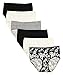 CHEROKEE Women's 6 Piece Ladies Microfiber Brief Underwear, White/Black/Print, S