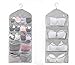 SPIKG Dual-Sided Hanging Closet Organizer for Underwear, Stocking,Bra and Sock,Mesh Pockets with Metal Hanger (20 Pockets Grey)