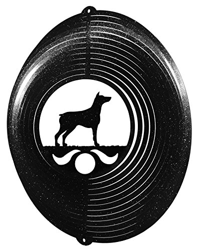 DOBERMAN PINSCHER Circle Swirly Metal Wind Spinner