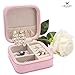 LELADY Travel Jewelry Box, Small Jewelry Box Mini Travel Jewelry Case Portable Faux Leather Jewelry Ring Boxes Holder for Women Girls (Pink)