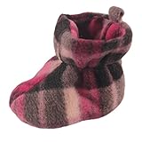 Luvable Friends Plaid Fleece Girls Cushioned Booties, Magenta Plaid, 0-6 Months