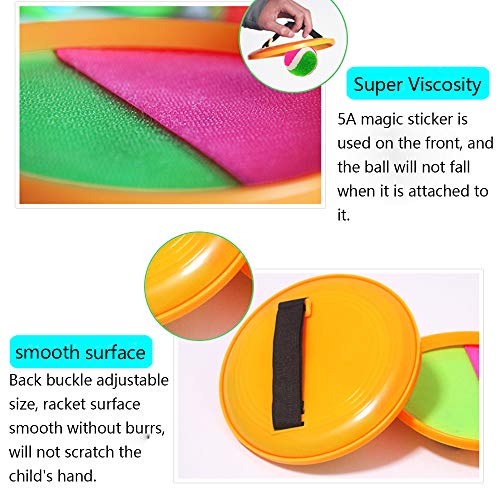 ONFUTAT Toss and Catch Balls, 3 Stick Disc Paddles Toss and Catch Ball Set, 6 Paddles and 6 Balls, Suitable for Sports, Beach, Gifts, Event and Game Prizes, Party Favor and Supplies - Thumbnail 4
