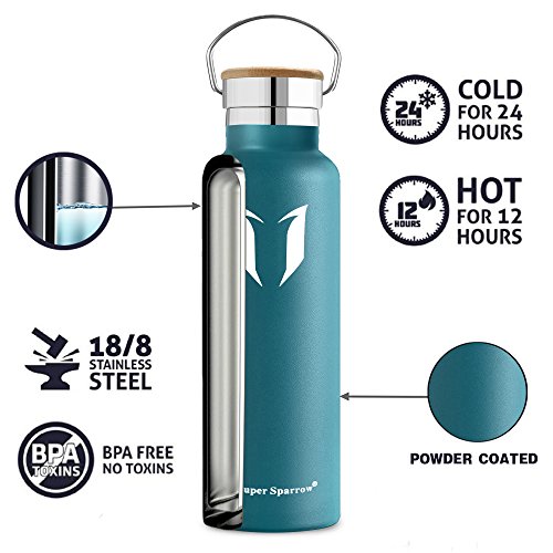 [- Super Sparrow Trinkflasche Edelstahl Wasserflasche - 500ml & 750ml & 1000ml - Isolier Fl