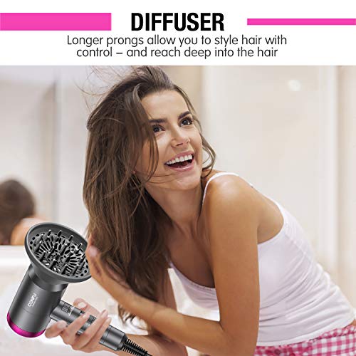 Ionic Hair Dryer, CONFU 1875W Professional Salon Negative Ionic Fast Drying Hair Blow Dryer with 3 Heat Settings, Infinity Speed Settings & Cool Settings, 1 Diffuser and 1 Concentrator Nozzles
