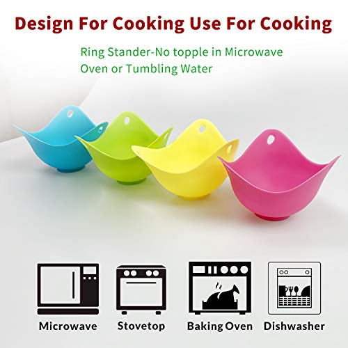 4 Pcs Silicone Egg Poacher Silicone Egg Poaching Cups with For Microwave or Stovetop Egg Cooking Kraft Box Packing Poaches Eggs To Perfection Without the Stress or Mess with 2 Pcs Sugar Cube tongs - Thumbnail 4