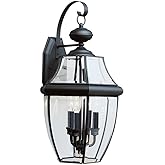 Generation Lighting 8040-12 Lancaster Traditional Three - Light Outdoor Wall Lantern Outside Fixture, Black Finish