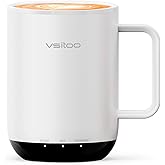 Vsitoo S3 Plus 14oz Heated Coffee Mug - Temperature Control Smart Mug with Mug Warmer, Auto-Sensing AI Heats Drinks to 120-150°F Hands-Free.Ideal for Home/Office/Gifts,White