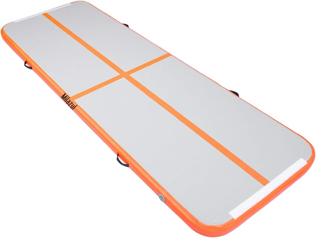 MILAZUL Air Track 10ft Inflatable Gymnastics Mat Airtrack Tumbling Mats Thickness 4 inches for Home Use/Gym/Yoga/Training/Cheerleading/Outdoor/Beach/Park/Water/Kid with Electric Air Pump Carry Bag : Sports & Outdoors