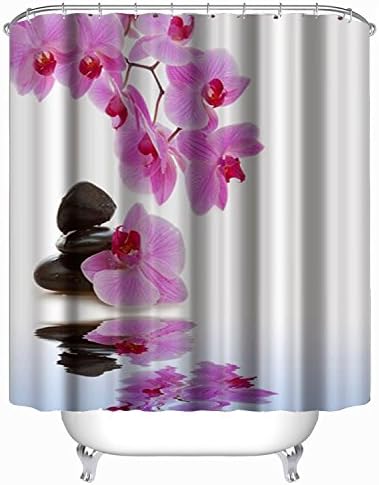 Caroyla 72'X78' Fashion Bathroom Decor Waterproof Mildew Orchid Shower Curtain with Hook (Pink)