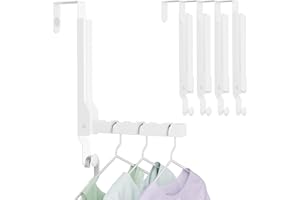 BAKON Over The Door Hanger Folding Clothes Drying Rack, Folding Hanging Coat Rack for Indoor Laundry Room Compact Small Space Foldable Portable Clothing Hanger Hook Collapsible (Wihte-4(Upgraded))