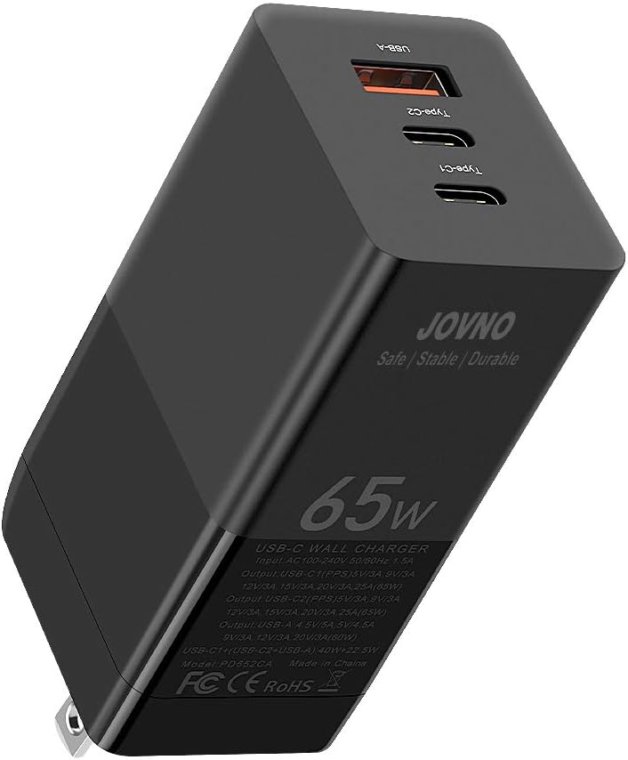Amazon Com Usb C Charger Jovno 65w Fast Charger Pd Charger Gan 3 Port Foldable Wall Charger Adapter For Iphone 12 11 Xr Xs Macbook Pro Air Ipad Pro Air Galaxy S20 S10 Dell Xps 13 Pixel Oneplus Switch