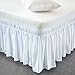Cozylife Three Fabric Sides Wrap Around Elastic Solid Bed Skirt, Easy On/Easy Off Dust Ruffled Bed Skirts 16 Inch Tailored Drop (White,Full/Queen)