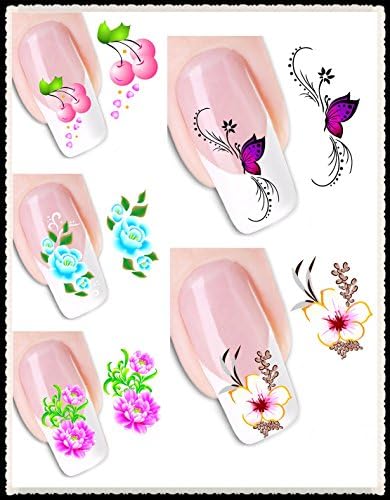 DaLin 5 Packs 3D Flower Design Nail Art Sticker Decal Tattoos Nail Decoration