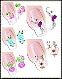 DaLin 5 Packs 3D Flower Design Nail Art Sticker Decal Tattoos Nail Decoration