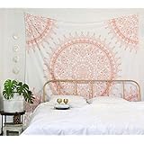 Madhu International Chakra Mandala Tapestry (84 x 90 Inches / 215 x 230 CMs, Rose Gold)