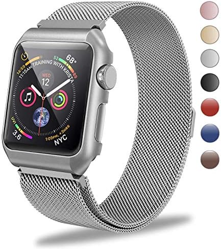 MUEN Replacement for Smart Watch Strap Milanese Loop Magnetic Lock Replacement Band Metal Stainless Steel Mesh Band (42mm, silver-UK)