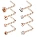 Tornito 20G 8Pcs Stainless Steel L Shaped Nose Ring CZ Nose Stud Retainer Labret Nose Piercing Jewelry
