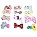 Hair Clips Barrettes Ribbon Bows - 12 pcs of Uniquely Designed For Baby, Toddler, and Young Girls