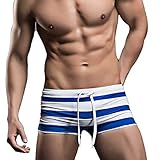 Zengvee Mens Swim Trunks Stripe Swimming Shorts Swimwear