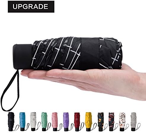 NOOFORMER Mini Travel Sun&rain Umbrella - Light Compact Parasol with 95% UV Protection for Men Women Multiple Colors