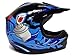 TMS Youth Kids Black/Blue Punk Dirt Bike ATV Motocross Off-Road Helmet DOT (Large)