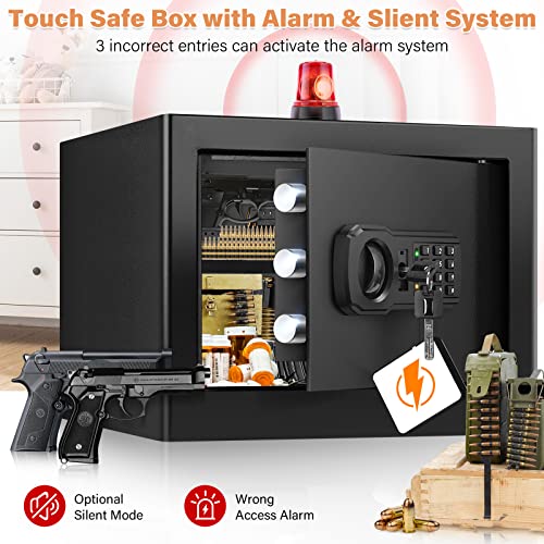 25L Safe for Home with Fireproof Waterproof Wallet, Digital Safe Safe with Removable Shelf and Alarm System, Wall Safe, Furniture Safe for Cash, Medication, Jewellery, A4 Documents