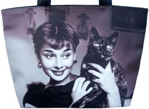 Mr HandbagAudrey Hepburn Holding Cat Rare Wide Shoulder Bag Tote Purse Handbag