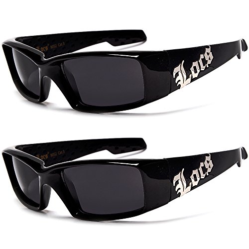 Gangsta Shades LOCS Hardcore Square Inset Dark Lens Sunglasses (2 Pack Black/Dark)