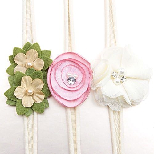 Baby Girl Nylon Headband Flower Crown Hair Accessory (Cream)